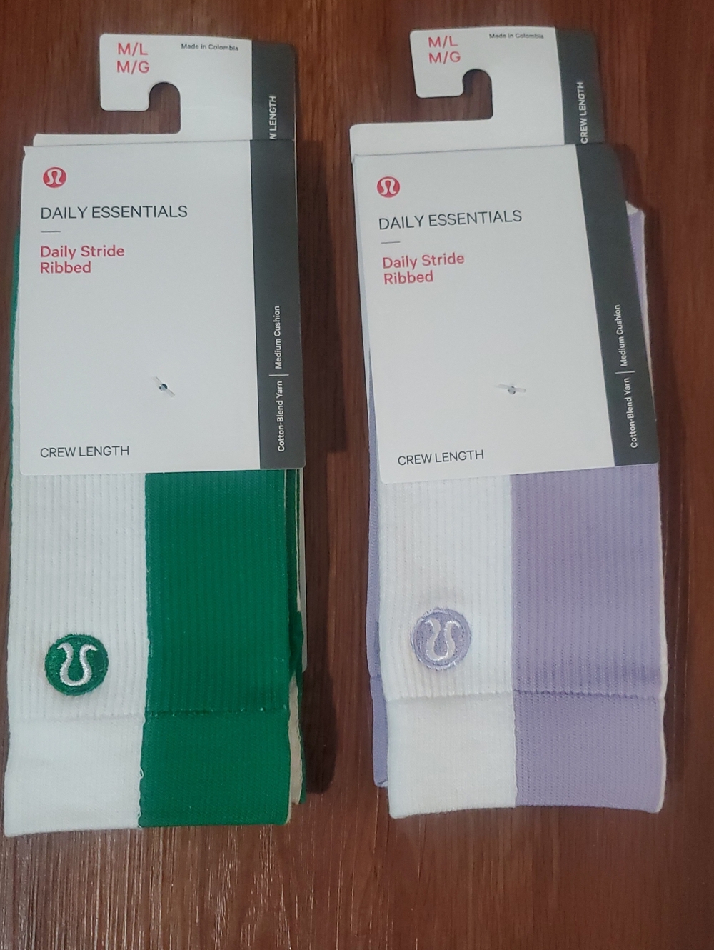 lululemon athletica Ribbed Crew Socks - Green & Lavender (Pair)